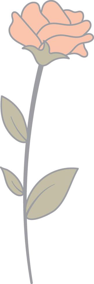 Floral Botanical Branch in Flat Cartoon Design. Vintage Flower. Isolatd Illustration. vector