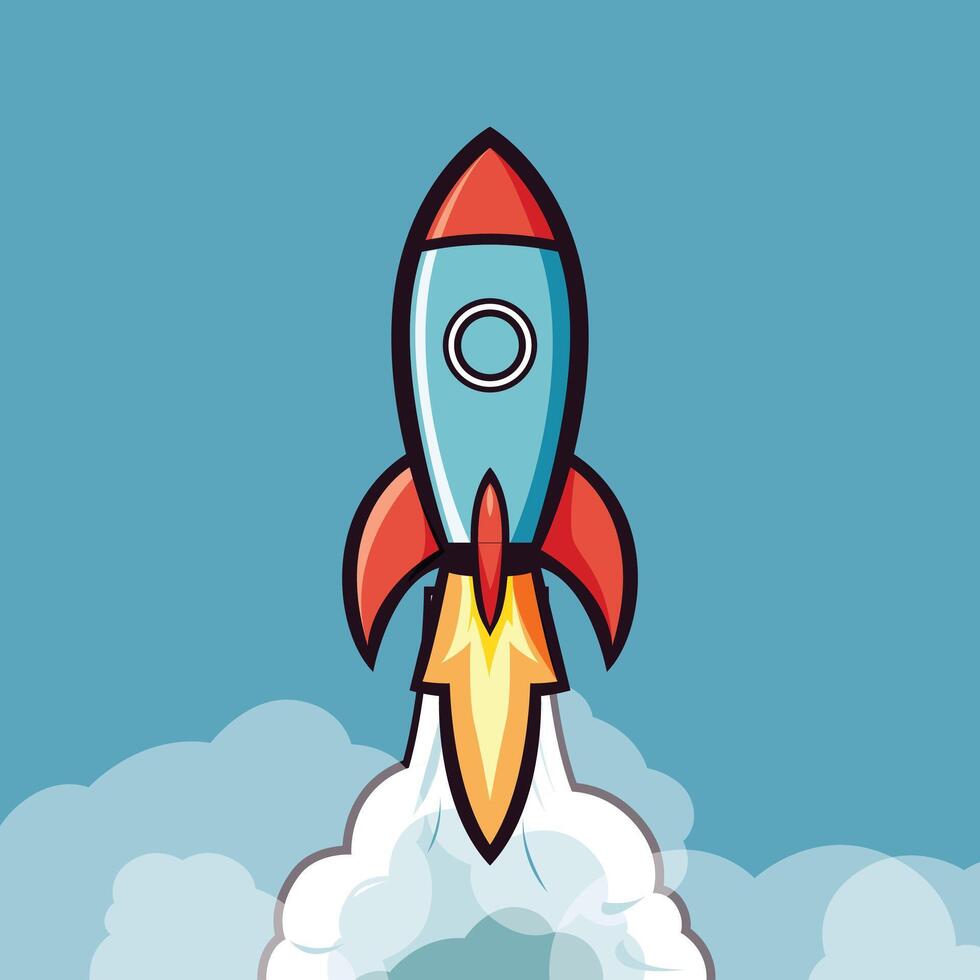 flat logo rocket minimalist vector