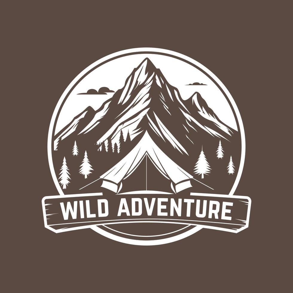 minimalist adventure mountain logo vector