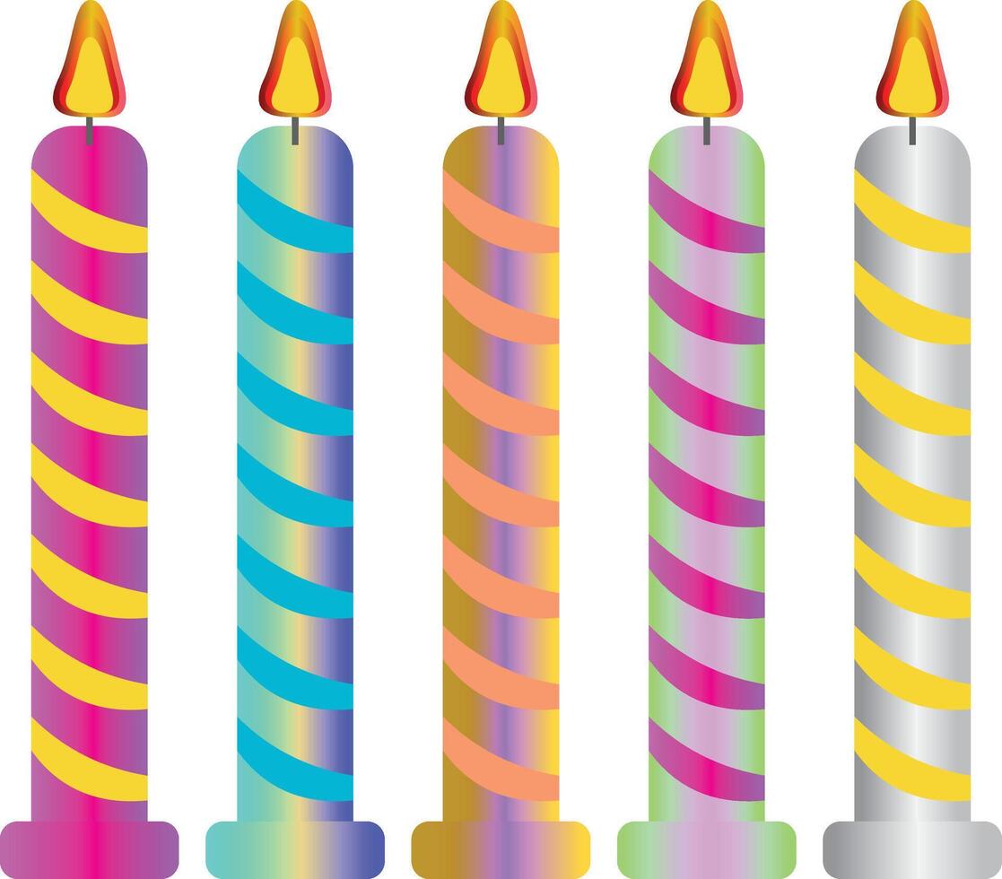 Combination Of Lit Striped Candles vector