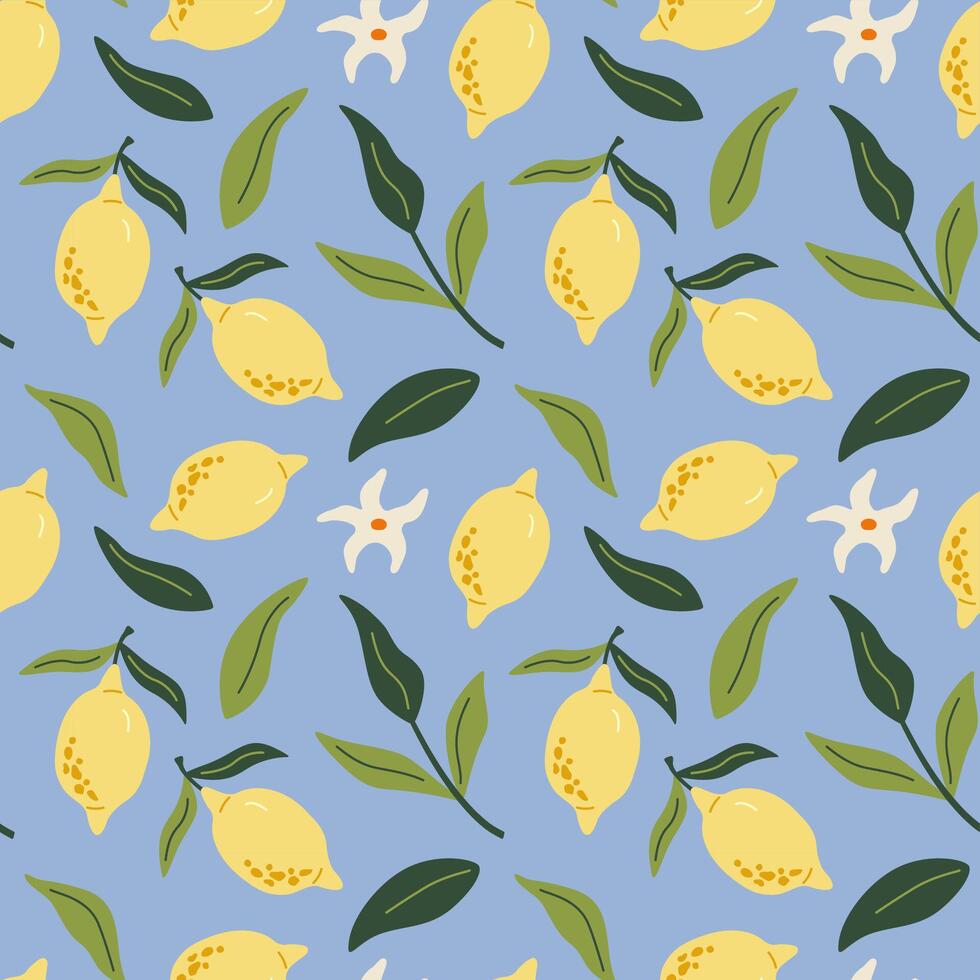 tropical sin costura modelo con amarillo limones linda Fruta verano antecedentes. brillante moderno impresión para papel, cubrir. vector