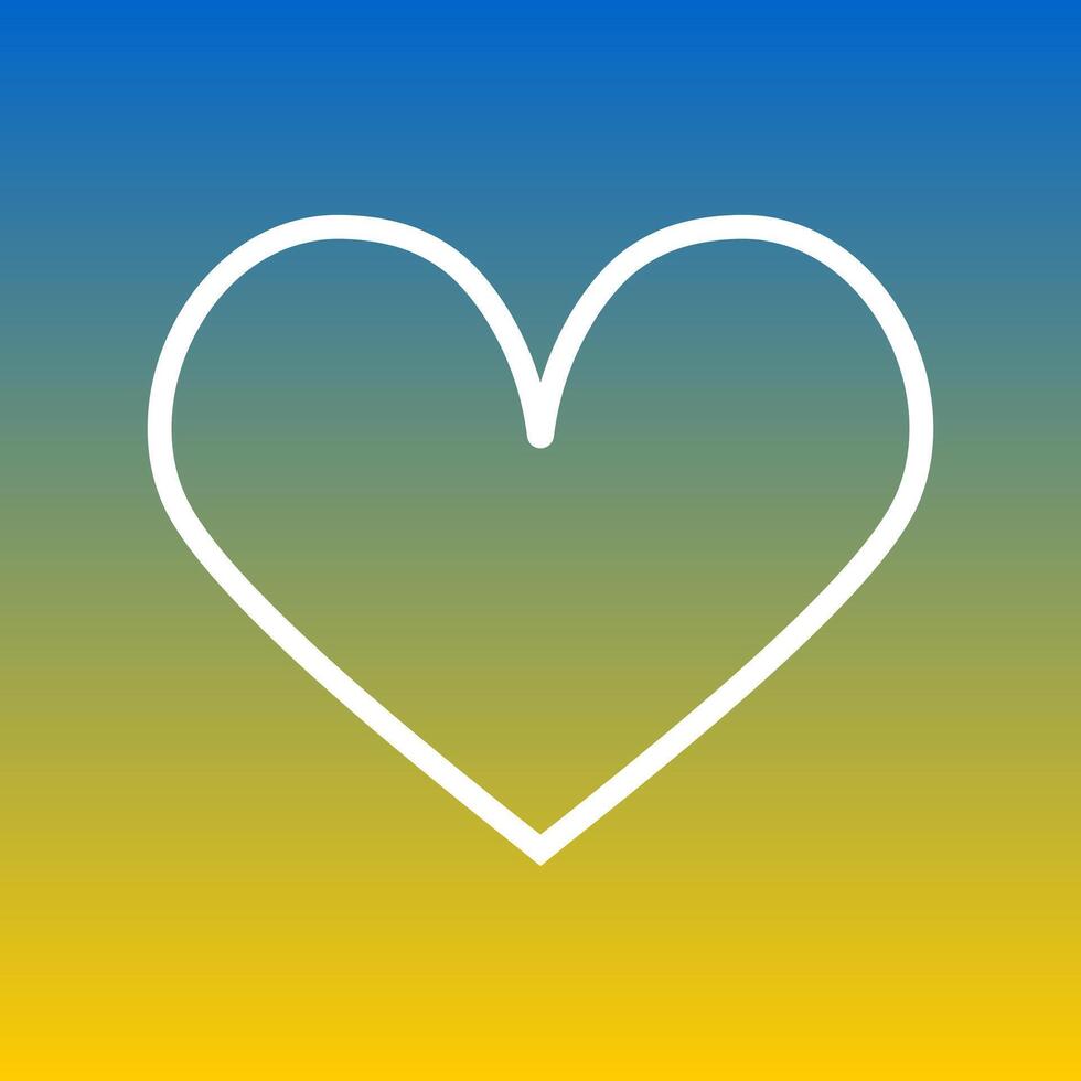 One big heart with a white outline against the background of the colors of the flag of Ukraine in blue and yellow gradient. Sweet valentine. vector
