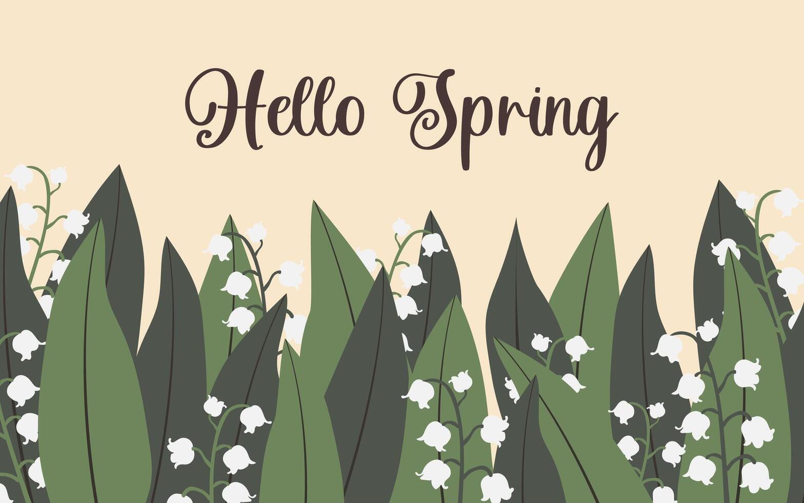 Hello Spring. Spring flowers of lilies of the valley vector
