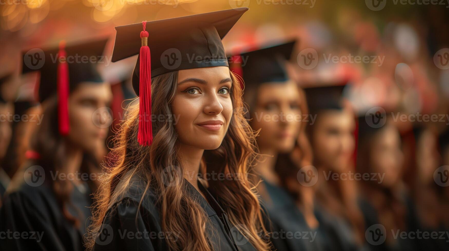 Woman in Graduation Cap and Gown photo