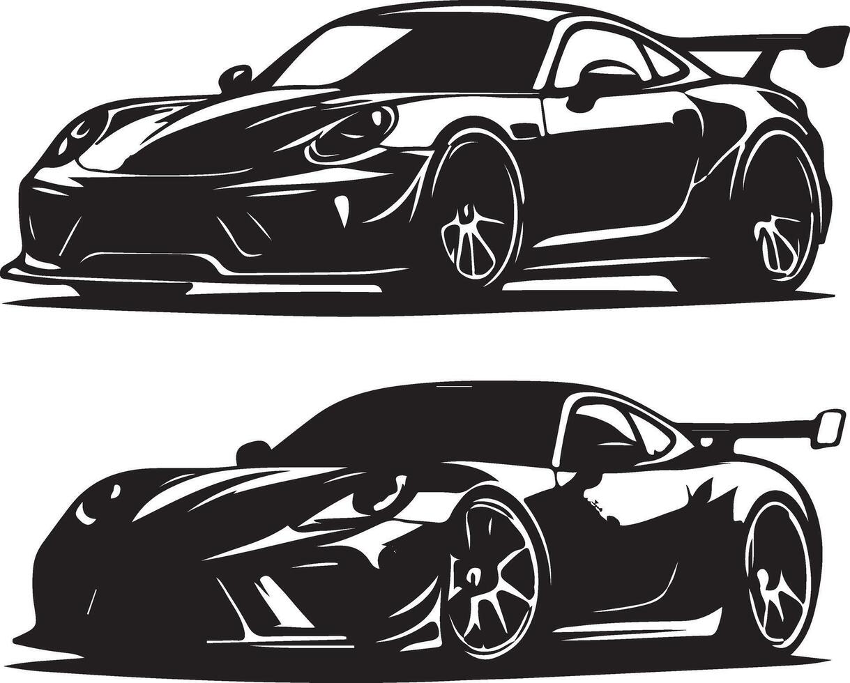 varios coche silueta ilustración, deporte moderno auto, negro color silueta vector