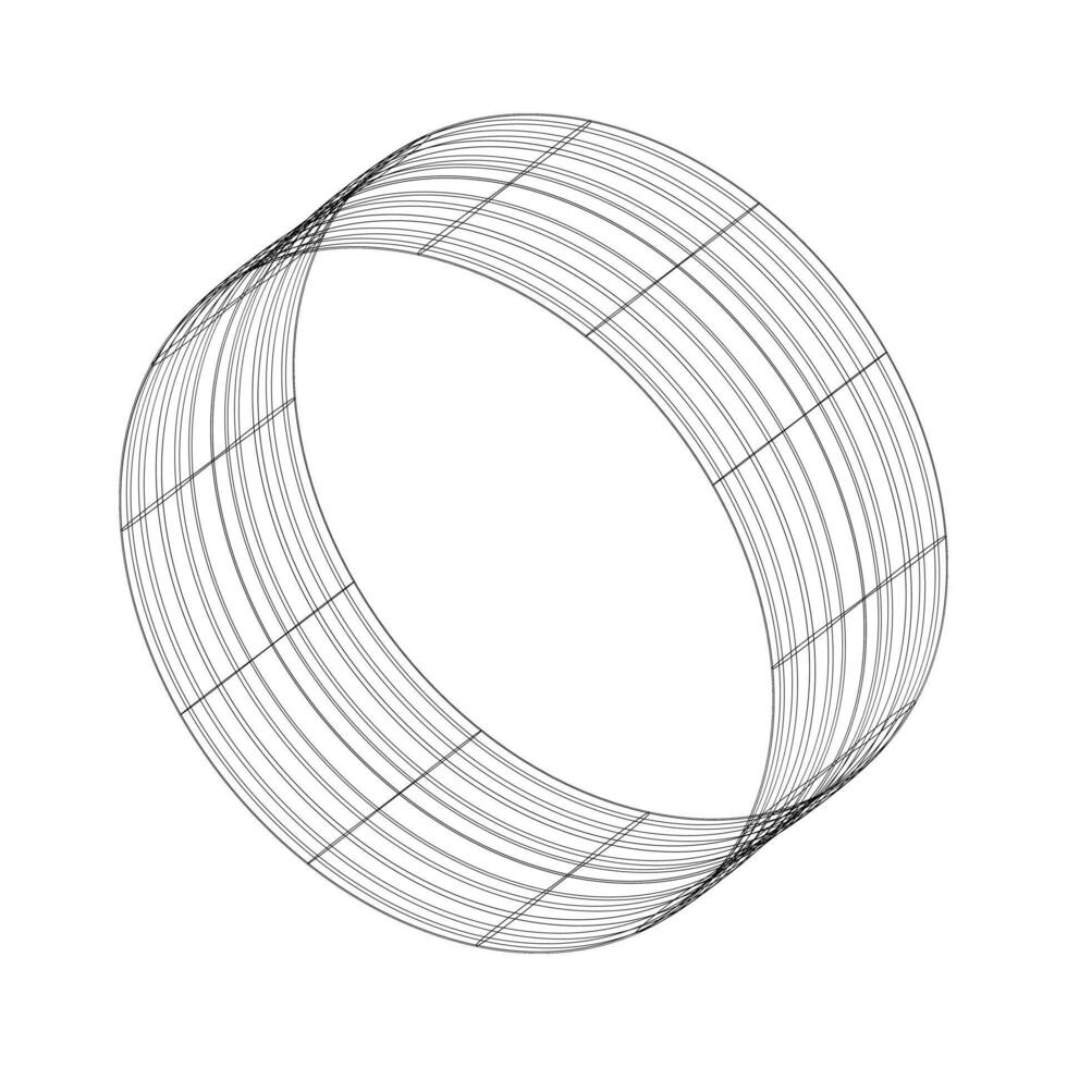 Abstract geometric cylinder. Isometric grid. Circle, drawing, 3D illusion. vector