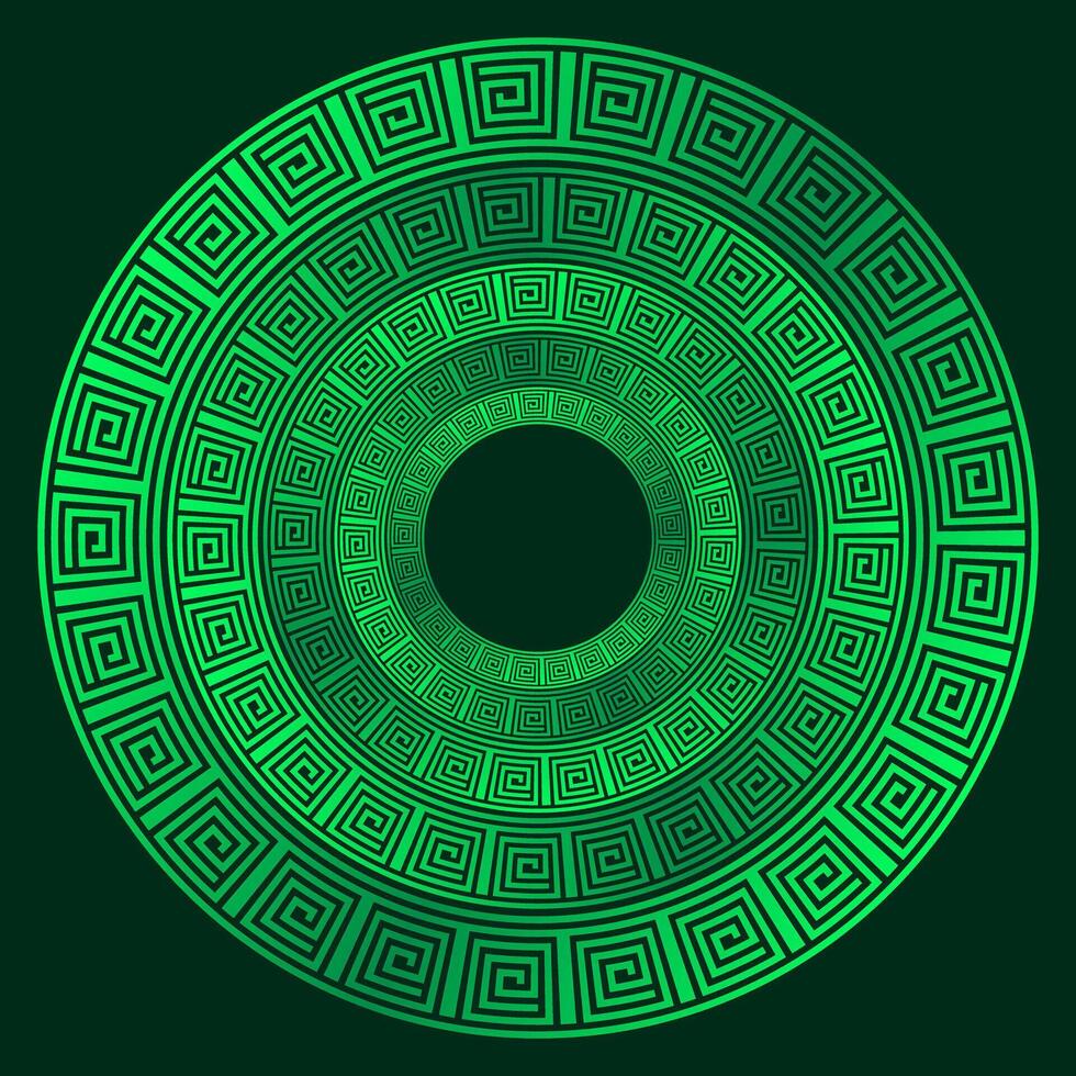 Design with abstract green ancient pattern. Circle frame. Templates for printing postcards, invitations, floral petal stack, pattern geometric tribal lace motif black white. Circular ornament vector