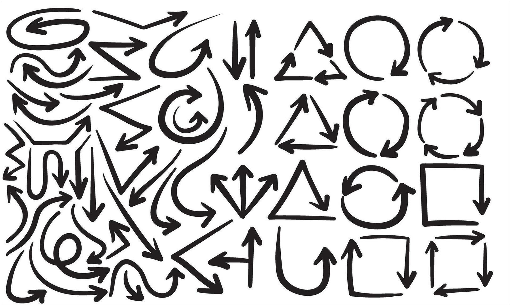 Black arrow freehand set on black vector
