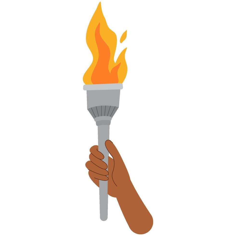 Hand holding torch. Championship icon,Symbol of victory. Champion's torch vector