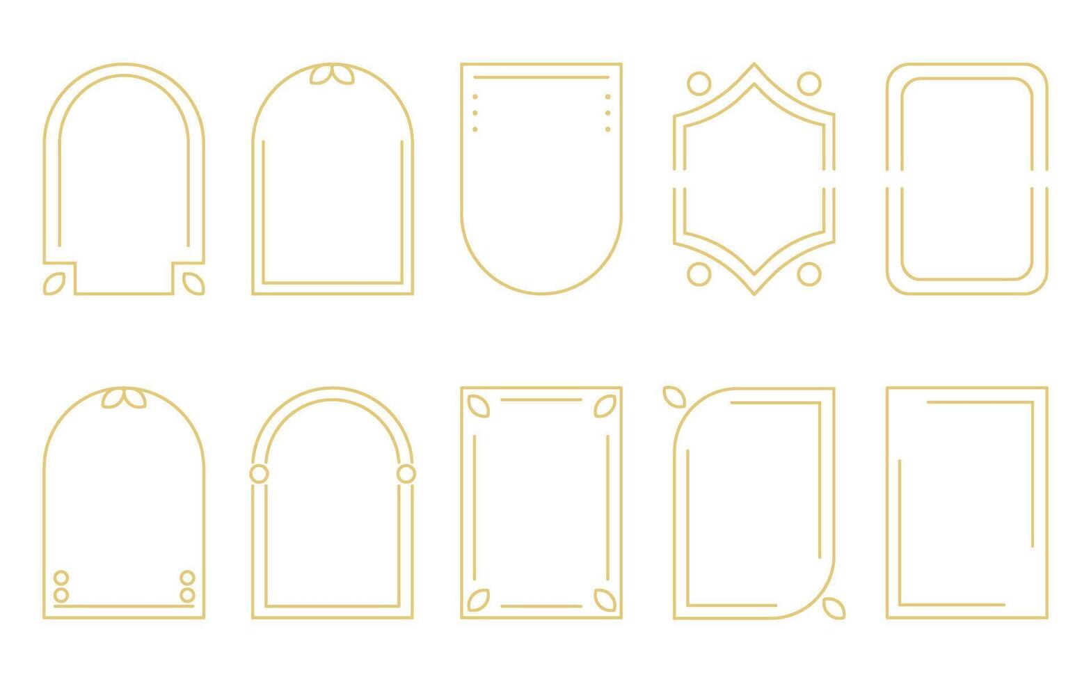Gold frame set minimalistic linear style vector