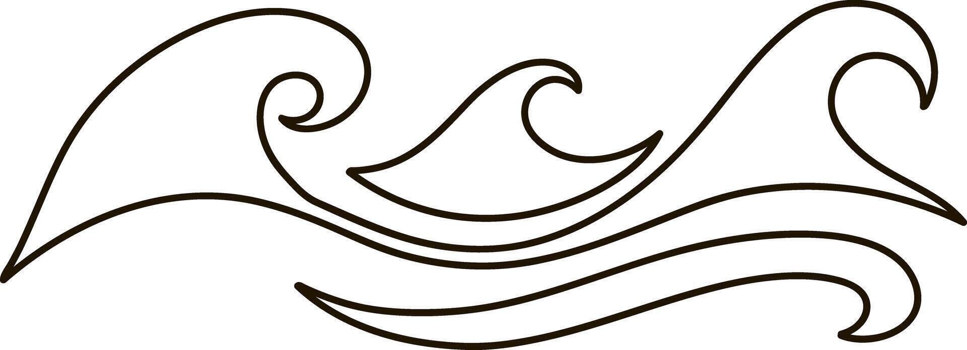 Doodle water wave clipart Hand drawn art Sketch vector