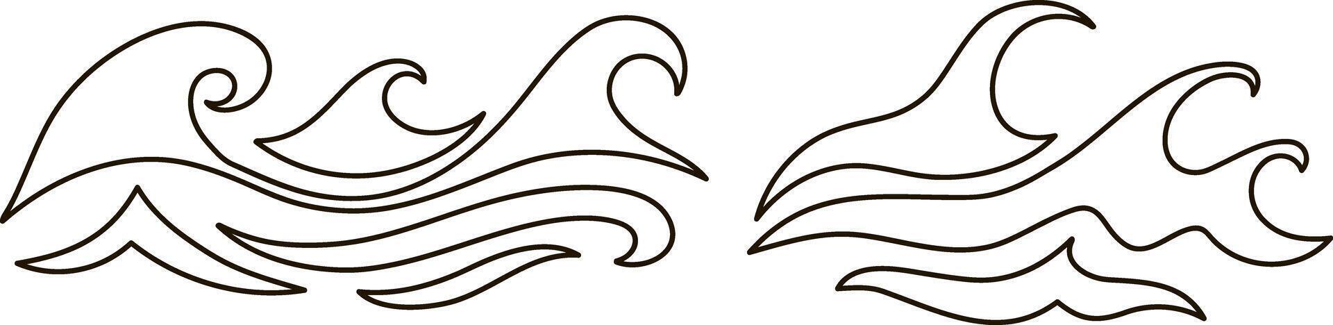 Doodle water wave clipart Hand drawn art Sketch vector