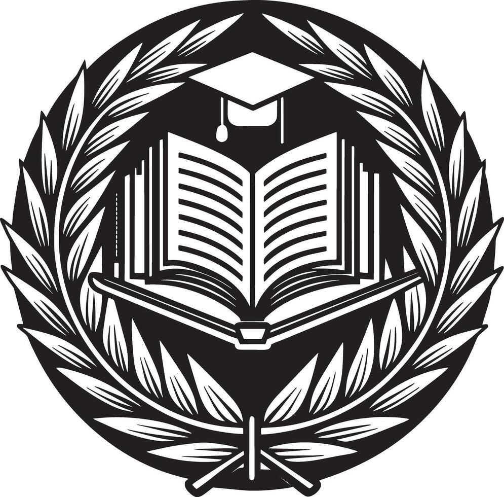illustration of a education logo design black and white vector