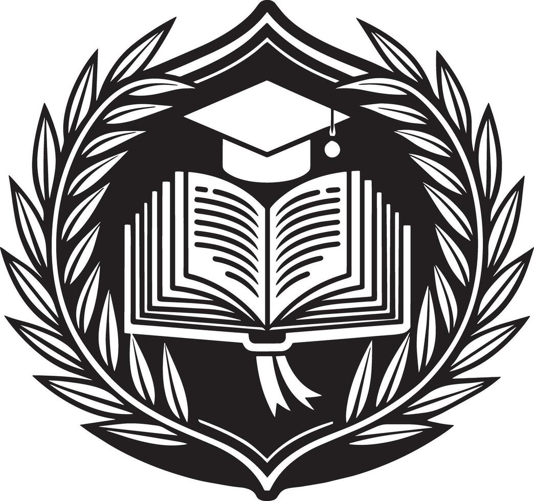 illustration of a education logo design black and white vector