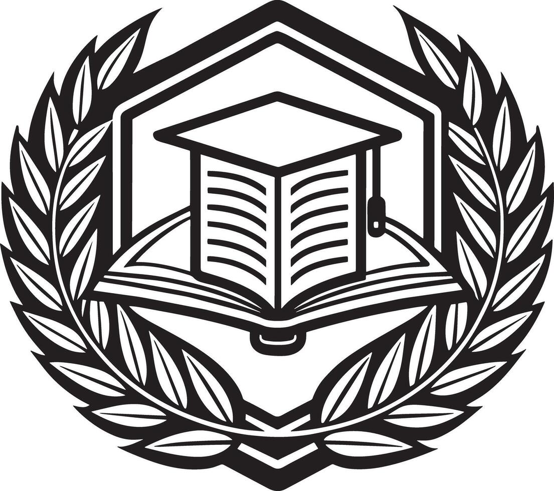 Education Logo Illustration black and white vector