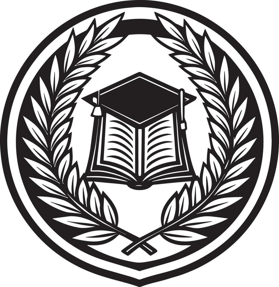 illustration of a education logo design black and white vector