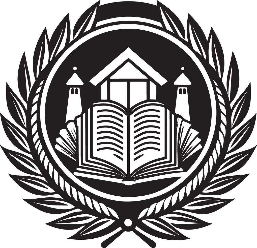 Education Logo Illustration black and white vector