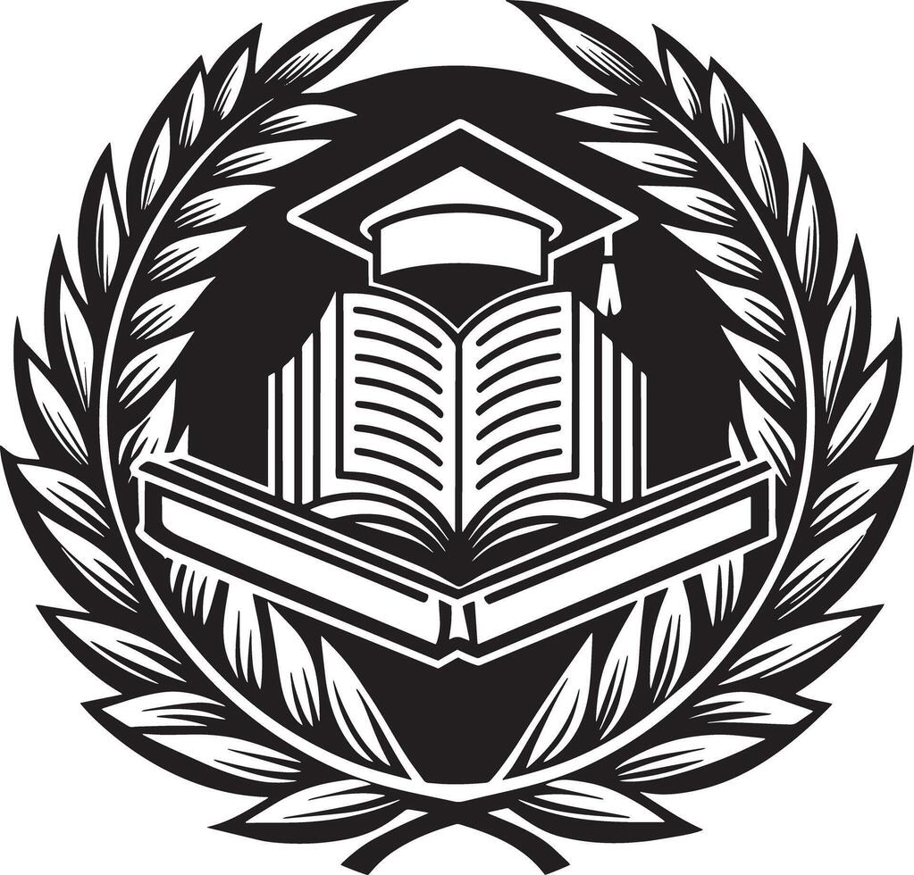 Education Logo Illustration black and white vector