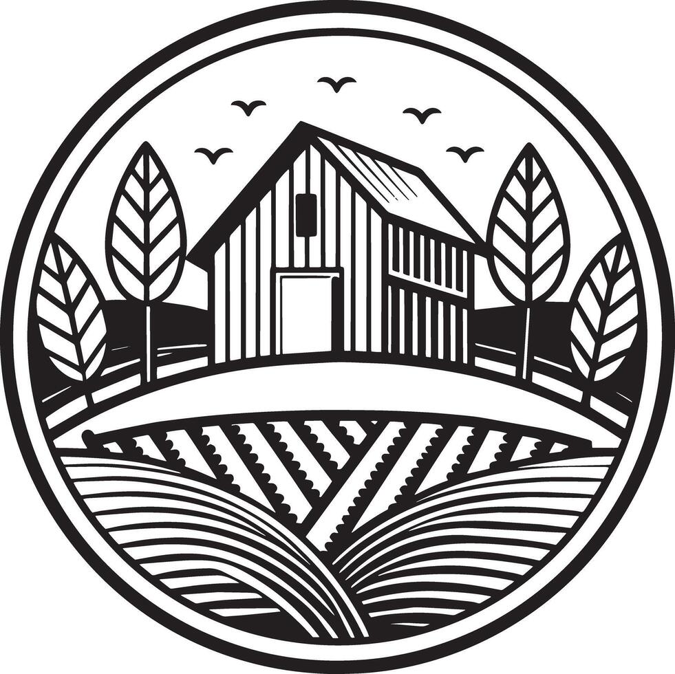 agricultura y agricultura logo diseño negro y blanco ilustración vector