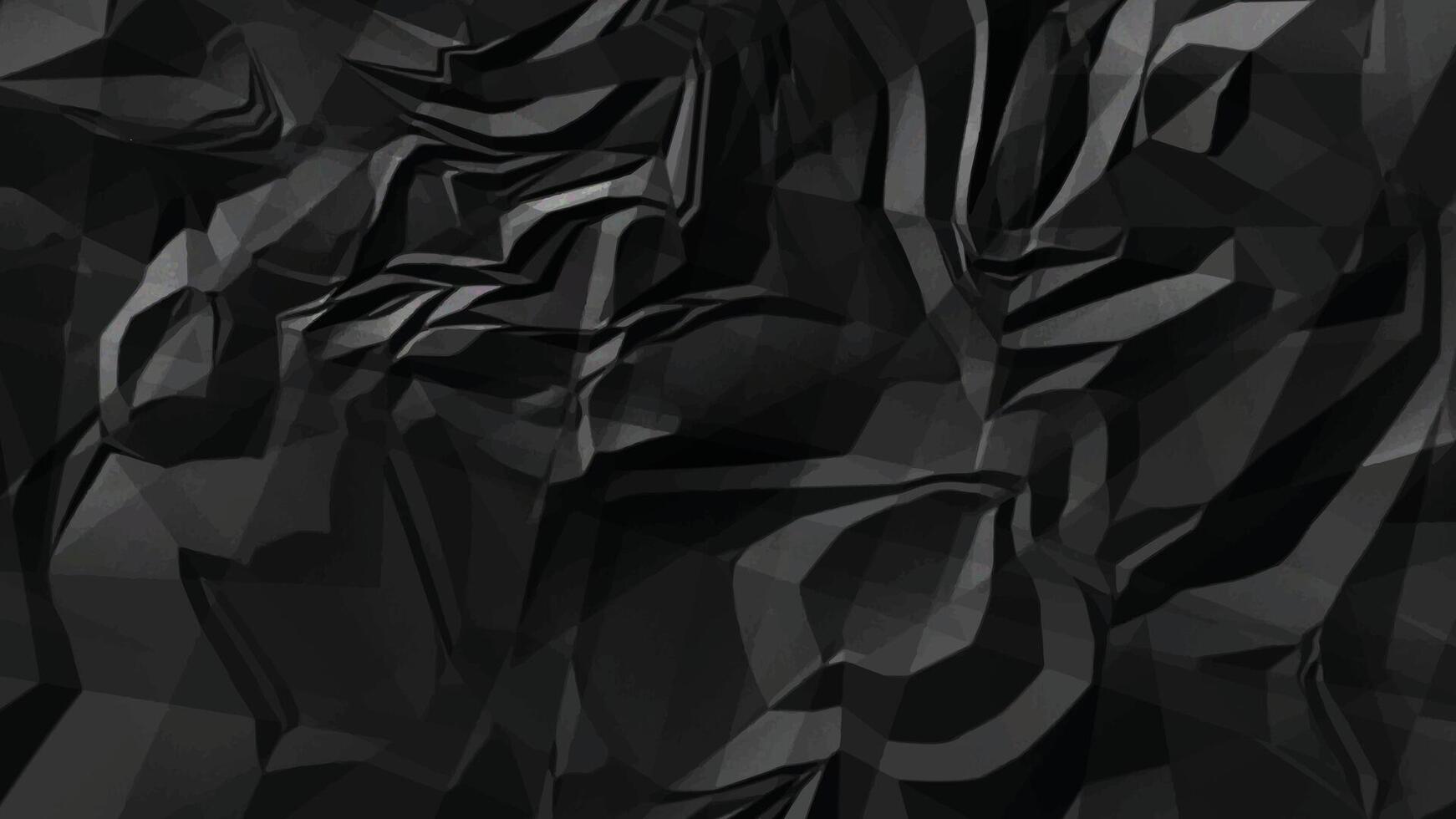 Black Crumpled paper grimy texture, Dark background. vector