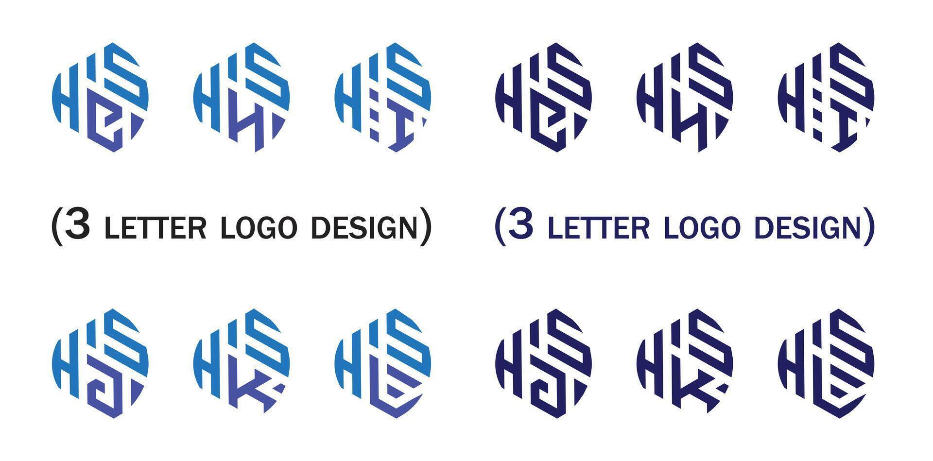 Creative 3 letter logo design,HSG,HSH,HSI,HSJ,HSK,HSL, vector