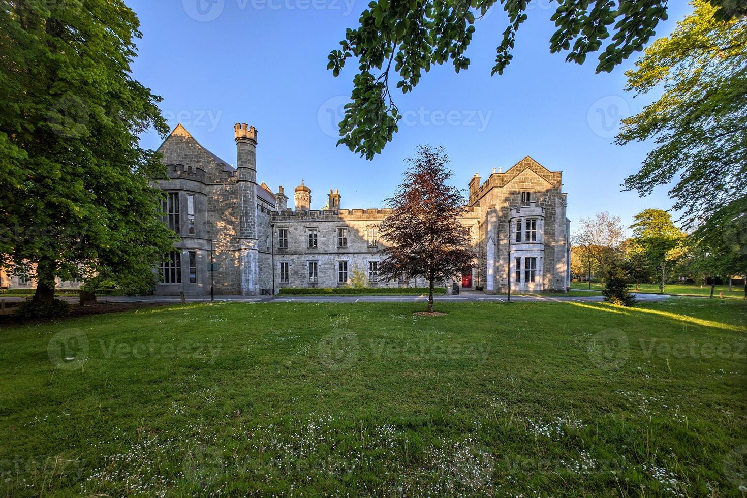 The University of Galway, quadrangle in Ireland, architecture and landmarks background photo