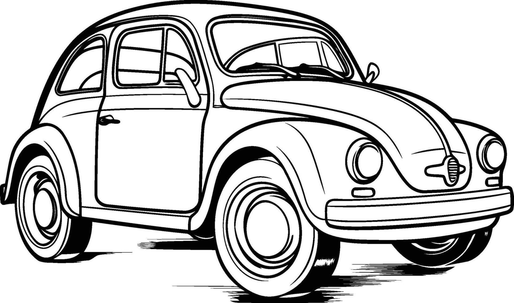 Retro car isolated on white background. hand drawn illustration. vector