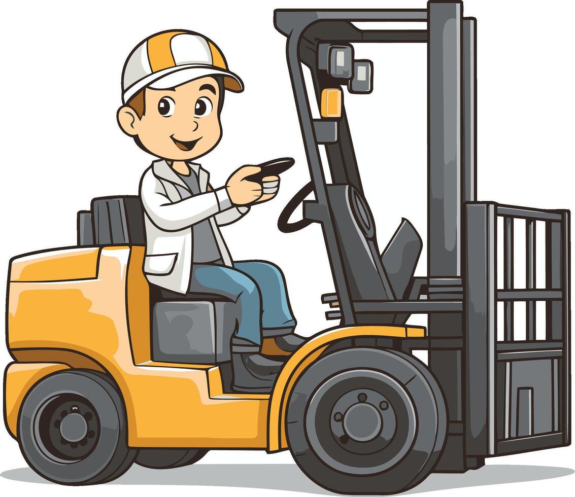 Forklift driver with forklift truck of a forklift driver vector