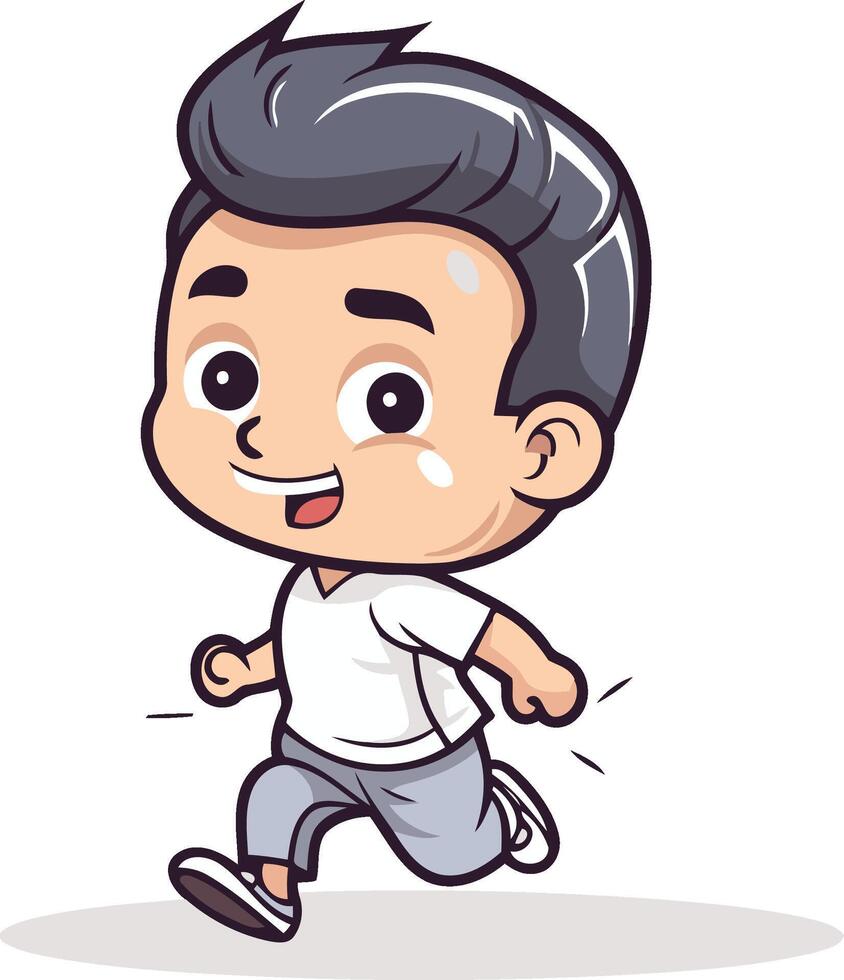 Cute Boy Running - Character Cartoon Illustration vector