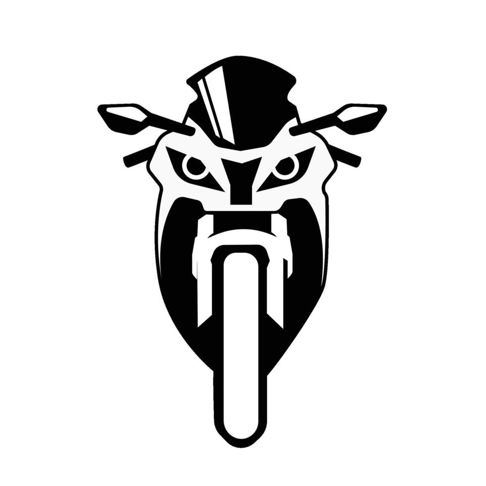superbike front view black and white vector