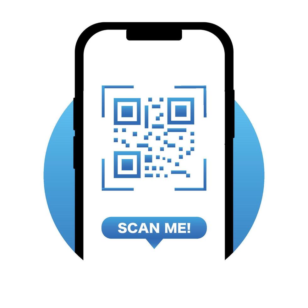 QR code. Scanning qr-code, barcode using a smartphone. Contactless payment. illustration vector