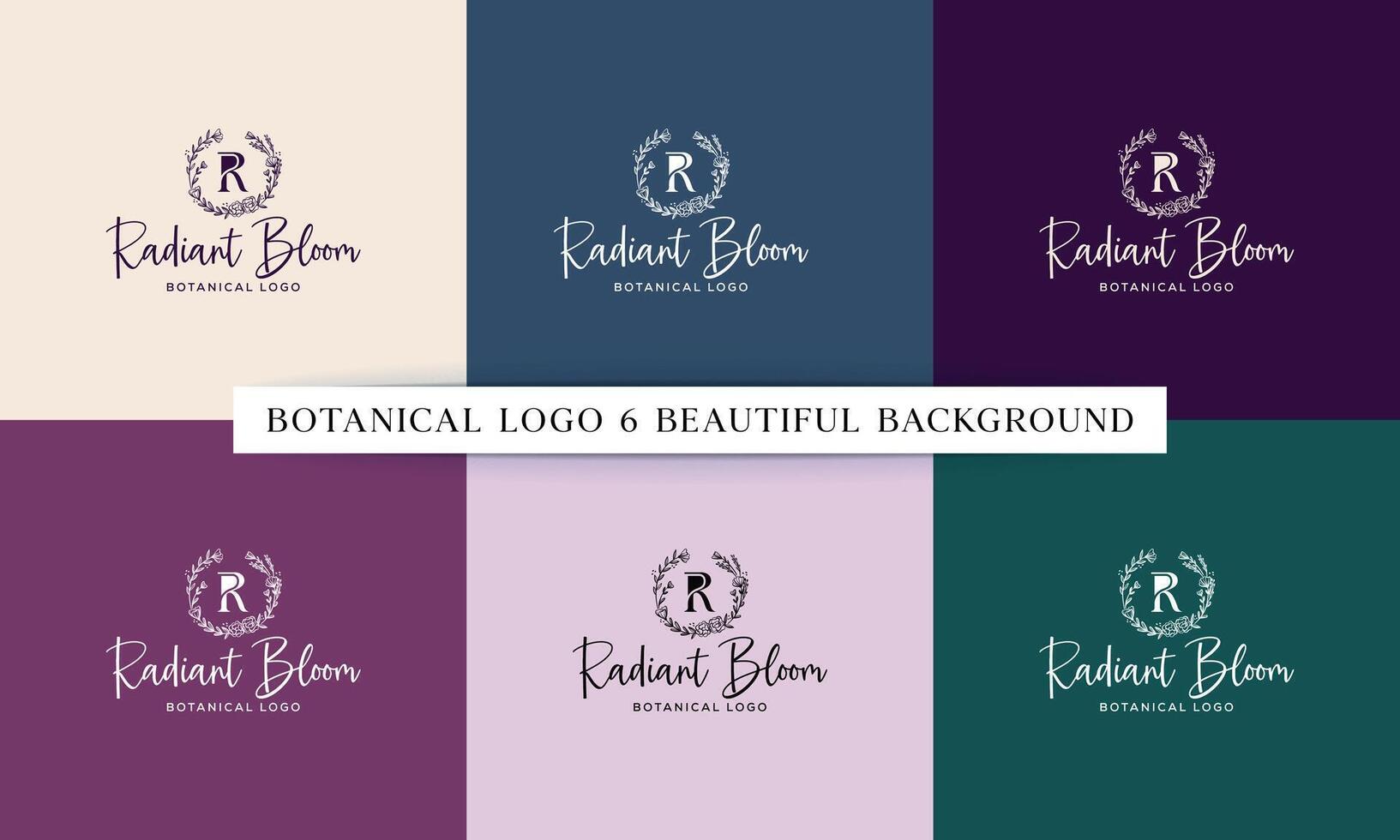 Botanical Floral Element Logo with Hand-drawn floral frames vector