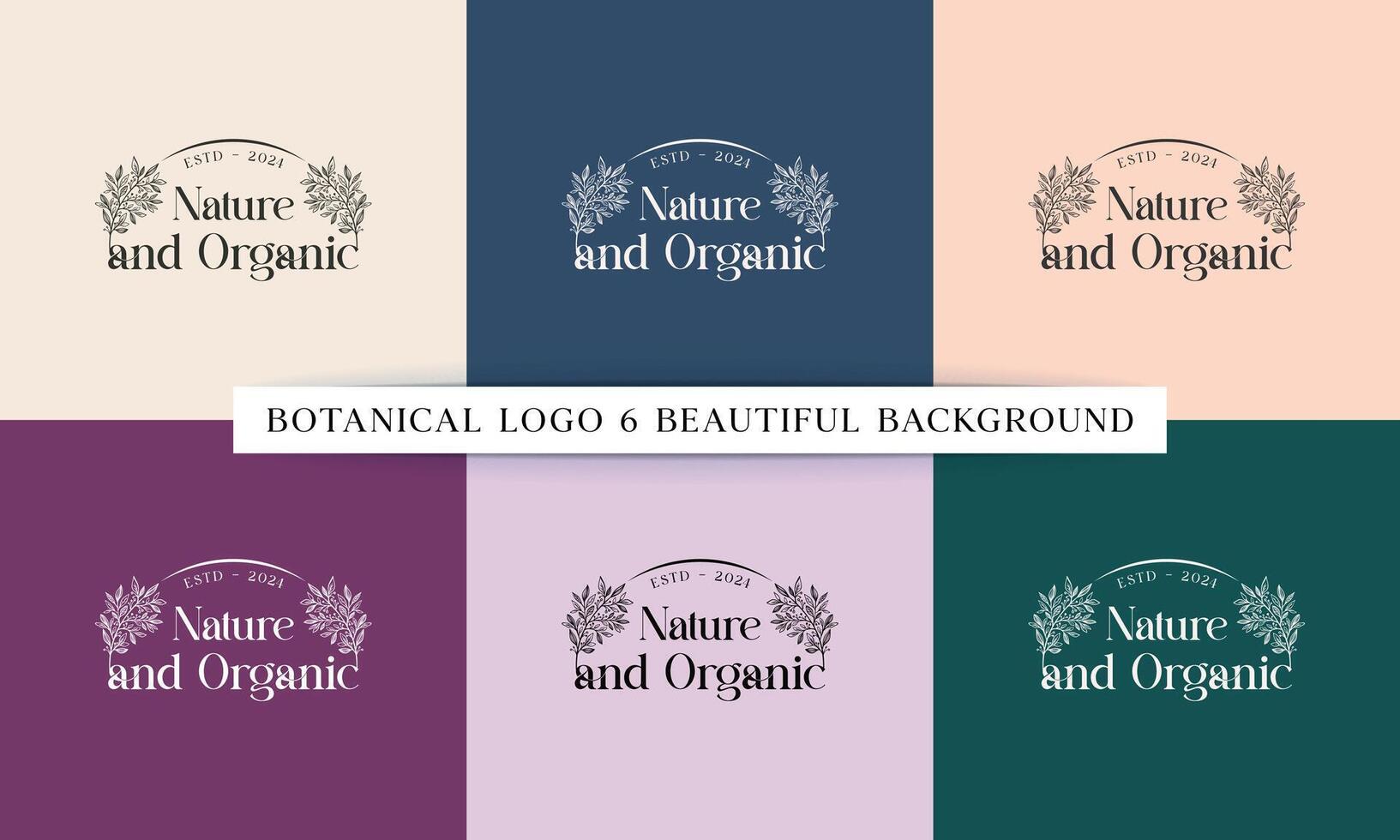 Botanical Floral Element Logo with Hand-drawn floral frames vector