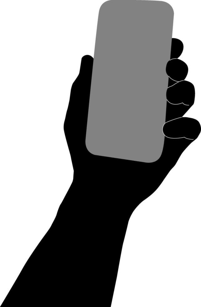 Silhouette hand holding phone vector