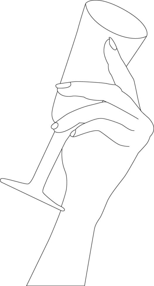 outline hand with glass vector