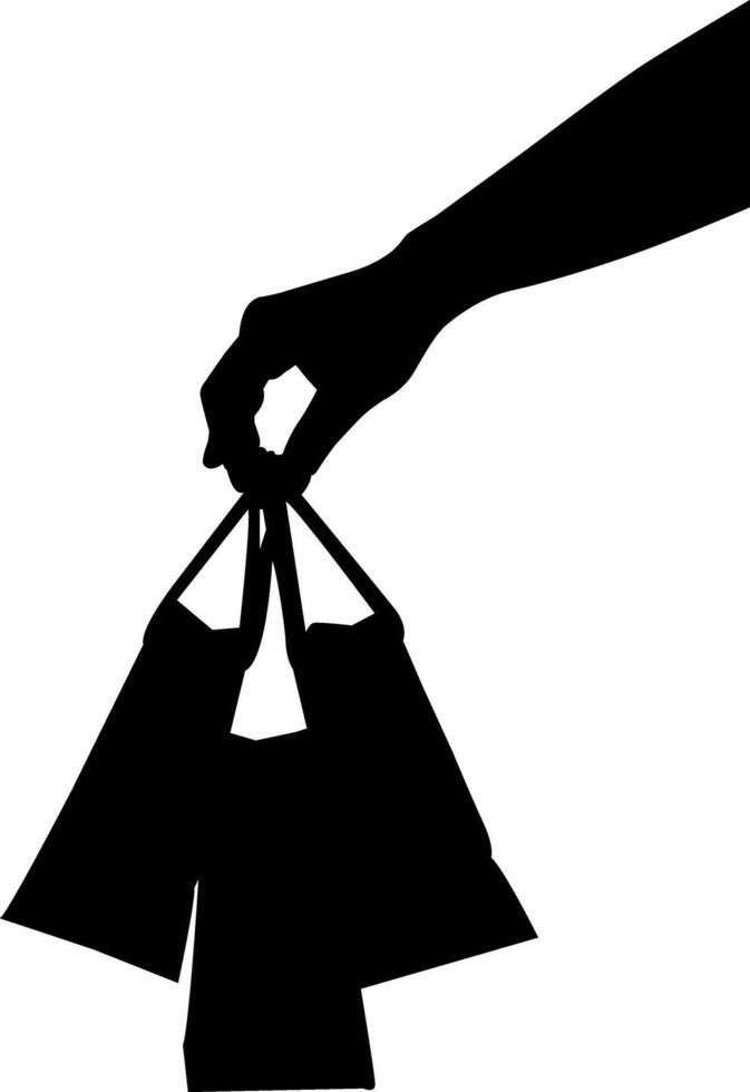 Silhouette of a woman with a shopping bag. vector