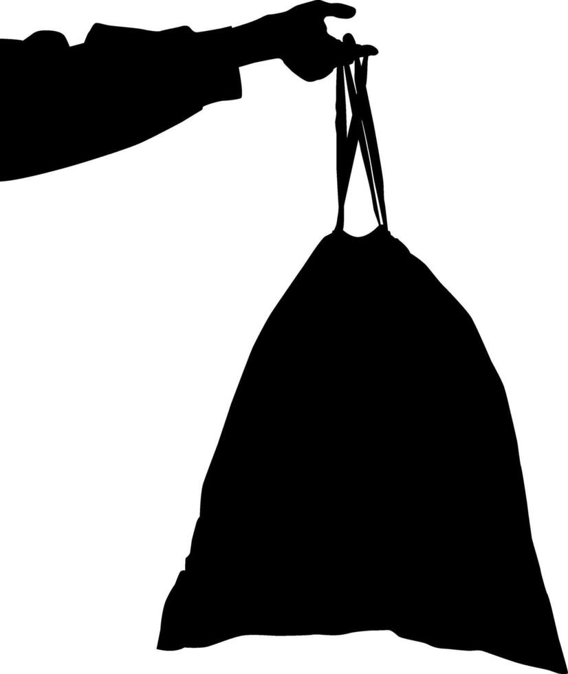 Silhouette of a woman with a shopping bag. vector
