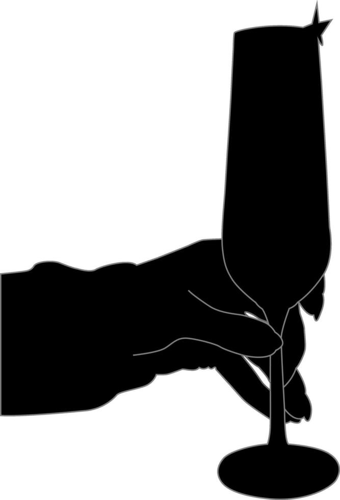 shillouette hand with glass vector
