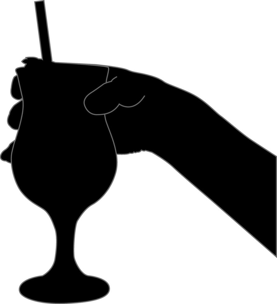 shillouette hand with glass vector