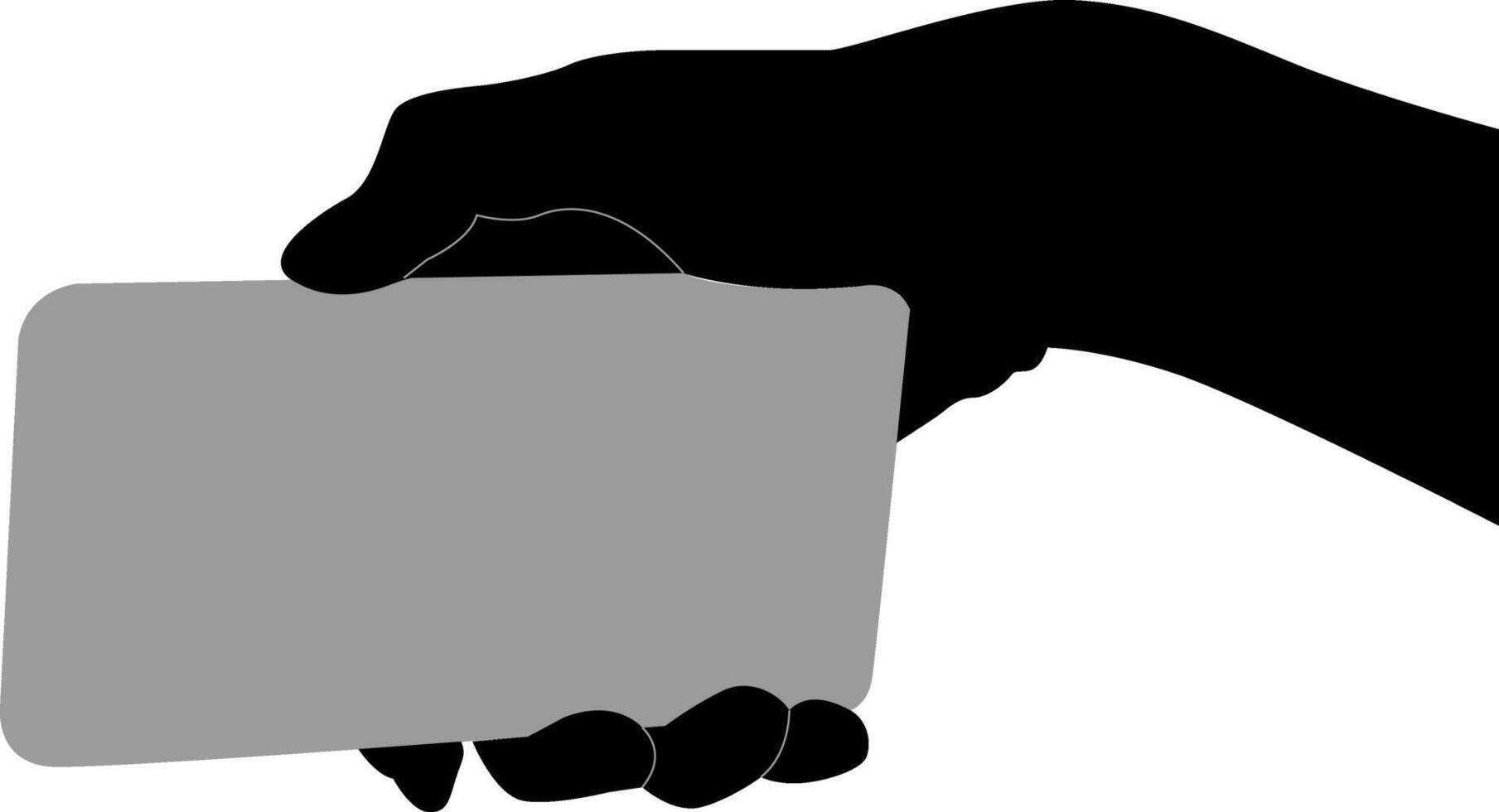 Silhouette hand holding phone vector