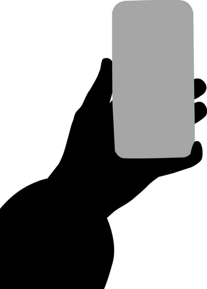 Silhouette hand holding phone vector