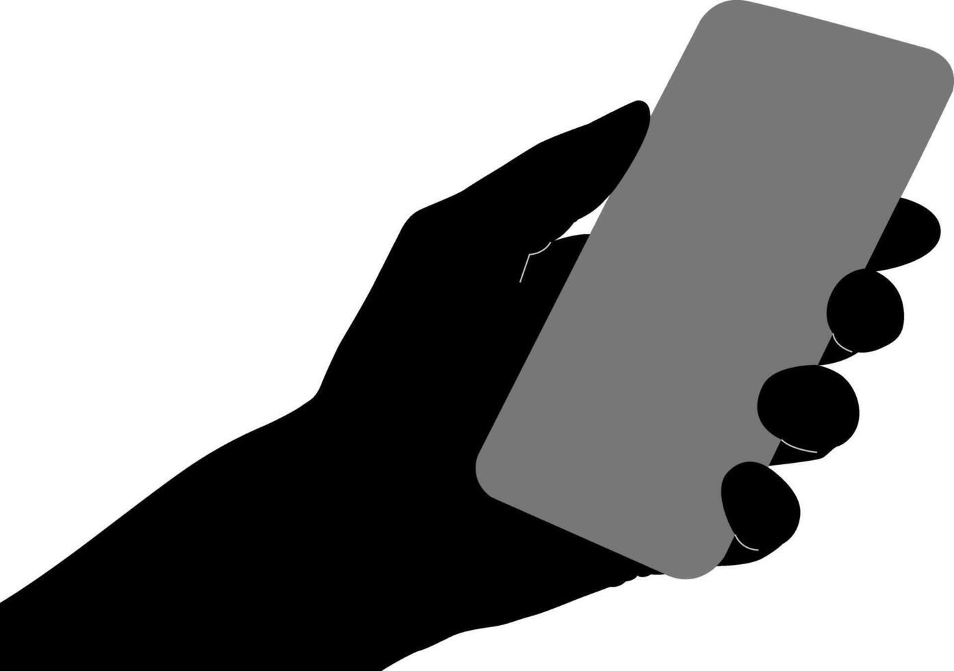 Silhouette hand holding phone vector