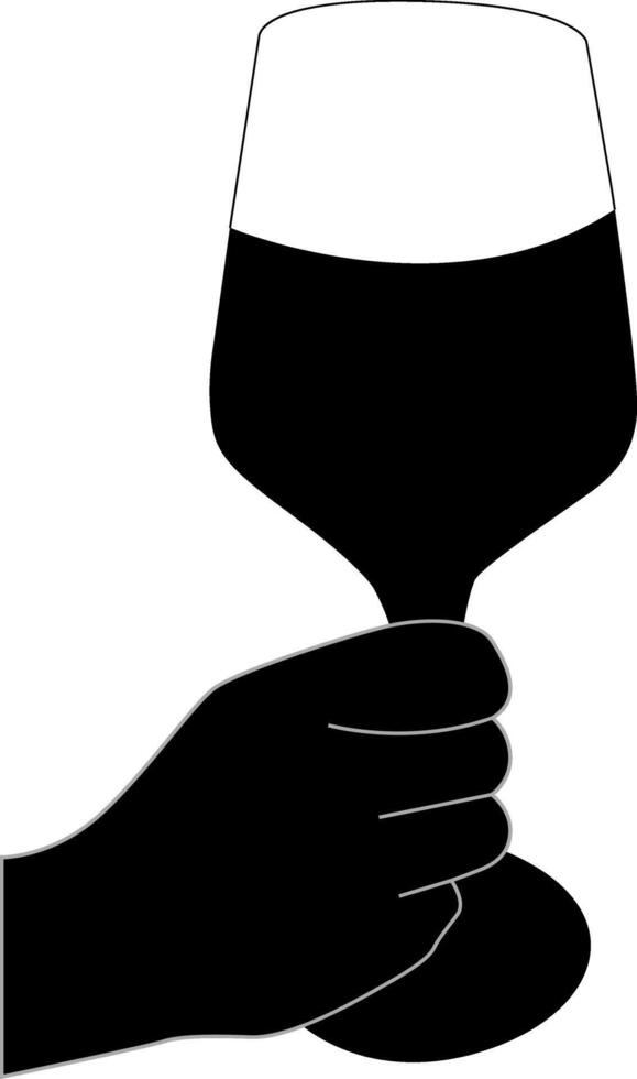 shillouette hand with glass vector