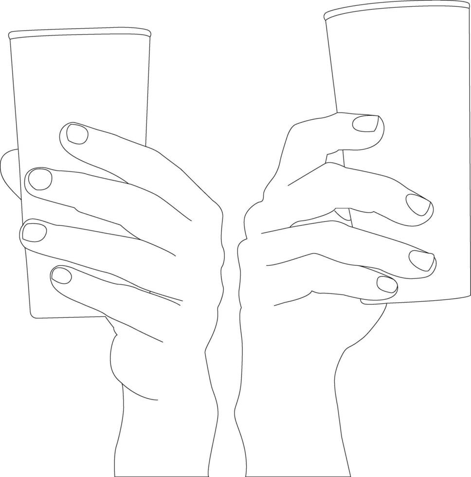 outline hand with glass vector