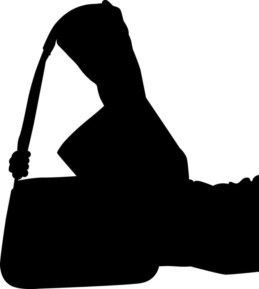 Silhouette of a woman with a shopping bag. vector