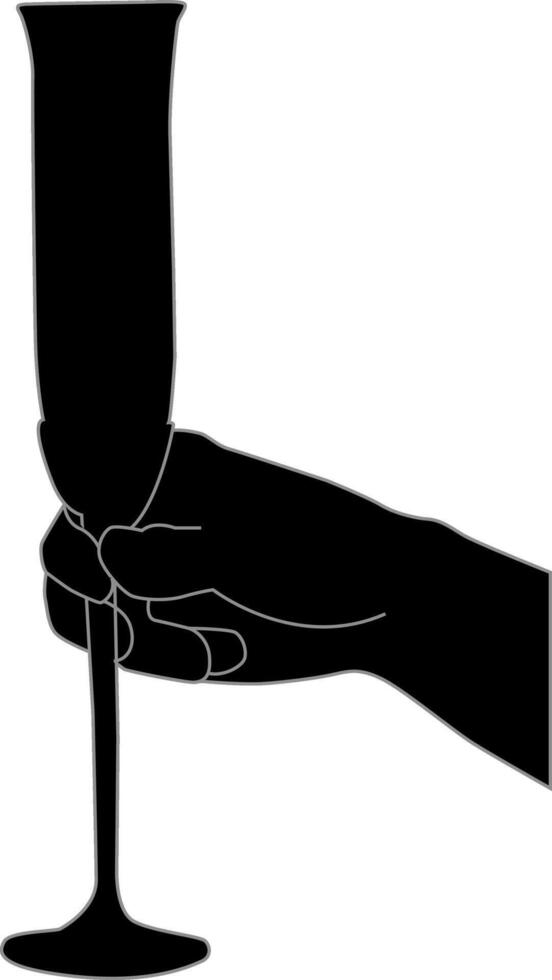 shillouette hand with glass vector