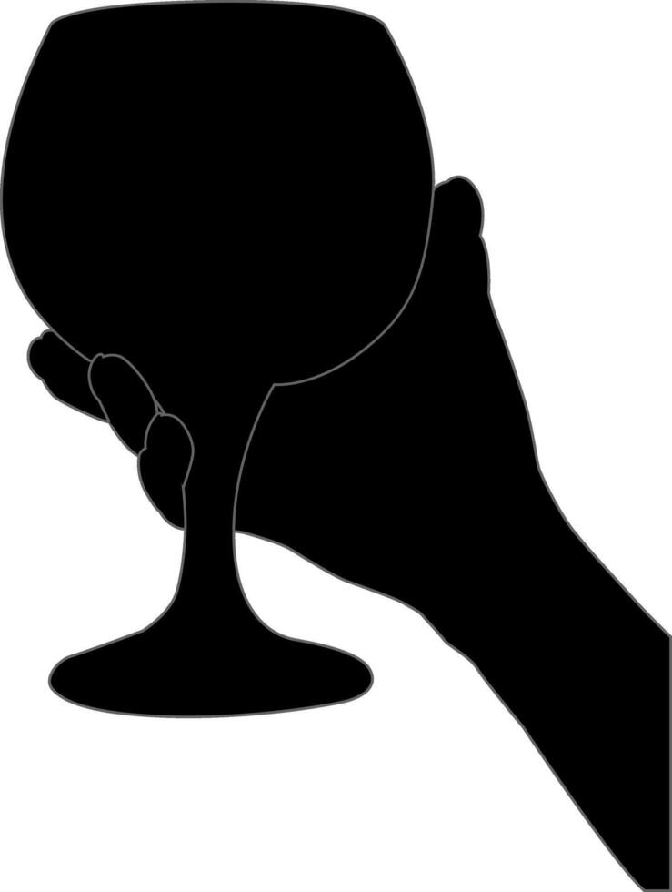 shillouette hand with glass vector