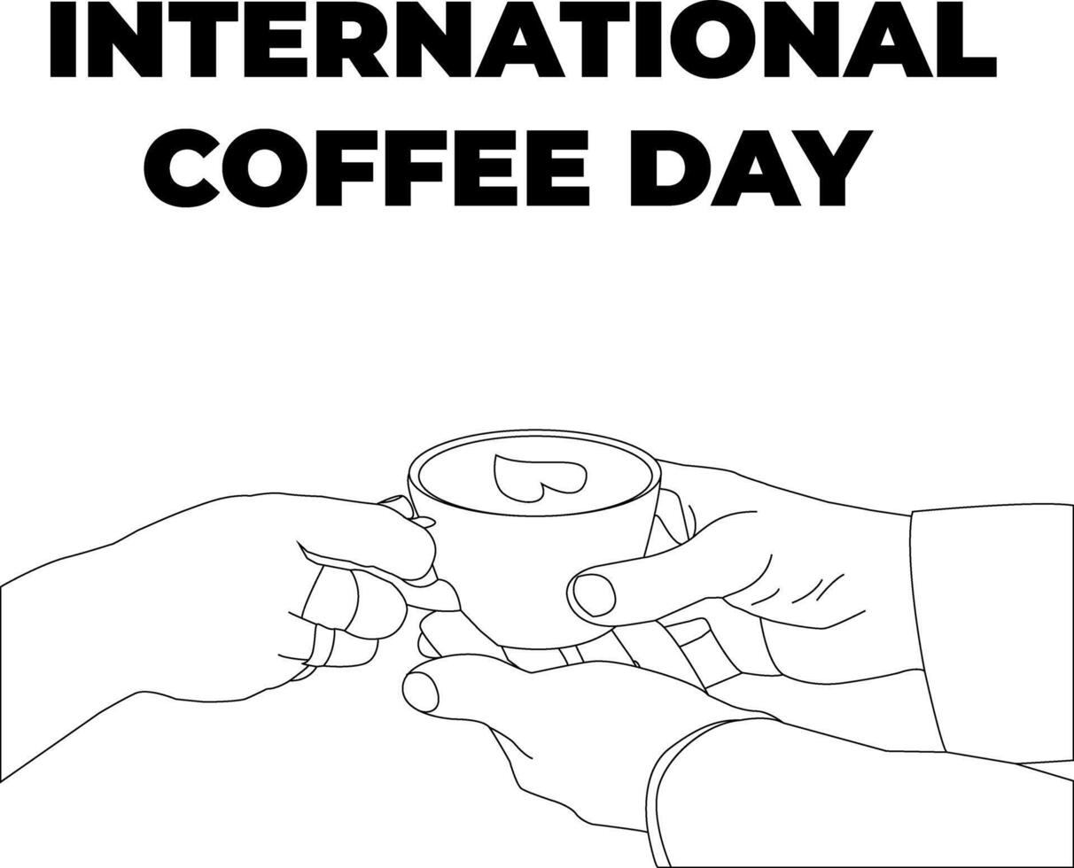 one line drawing hand holding coffee mug vector