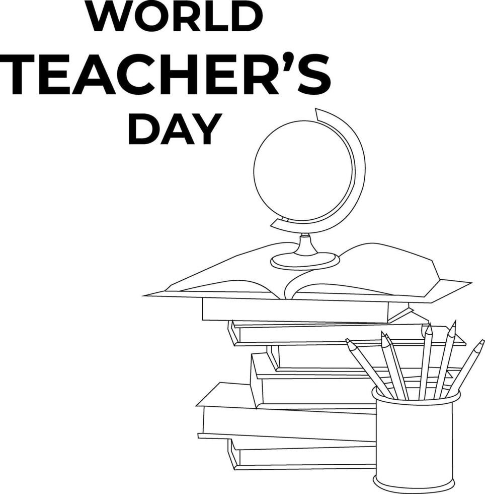 one line drawing world teacher's day vector