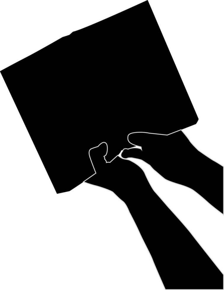 Silhouette hand holding book vector